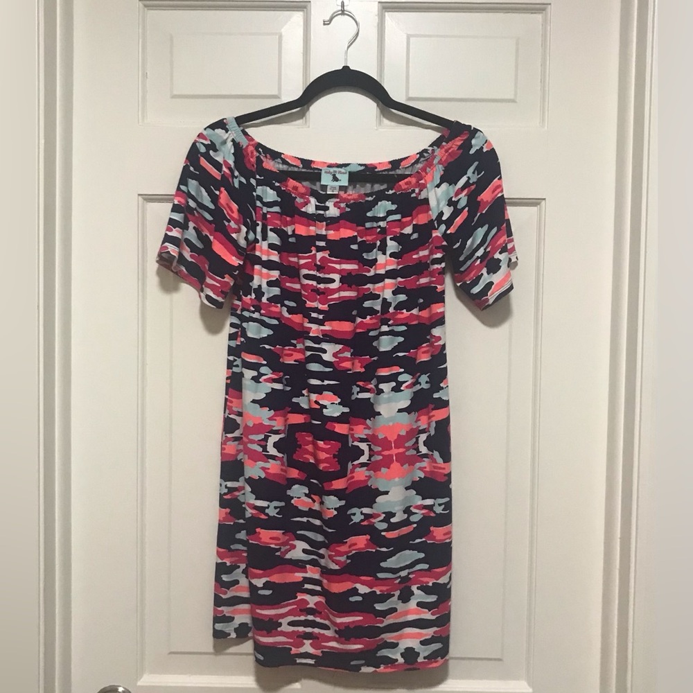 HALEY & THE HOUND—Sz. S, Navy, Pink Multi Camo, On/Off Shoulder Dress—NWOT